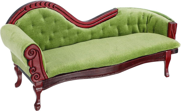 ABOOFAN Dollhouse Furniture Miniature Accessories, 1/12 Scale Vintage Wooden Sofa Mini Victorian Bench Chair for