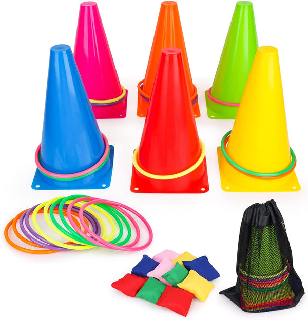 3 in 1 Carnival Games Set, Soft Plastic Cones Cornhole Bean Bags