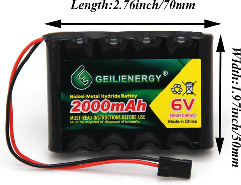 6V 2000mAh NiMH RX Battery Packs with Hitec Connector, Rechargeable for RC Aircrafts