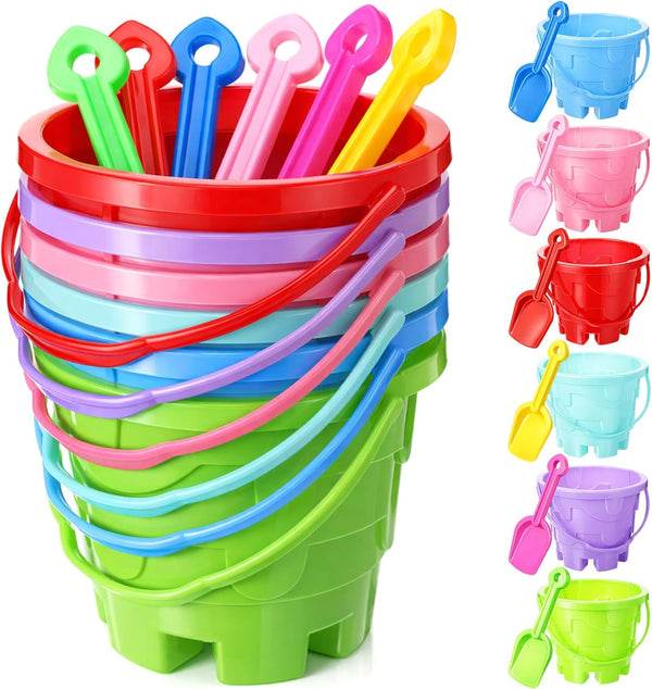 Didaey 6 Set Beach Sand Buckets and Shovels, Include Sand Pail Bucket