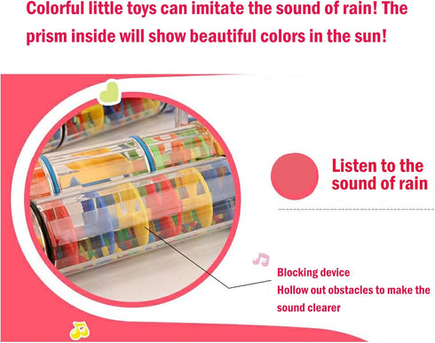 2PCS 8 Inch Rain Maker Stick Tube Shaker, Sensory Auditory Musical Instrument for Kids and Baby