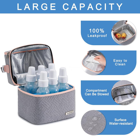 Pack 6 Breastmilk Cooler Bag with Ice Fits Baby Bottles