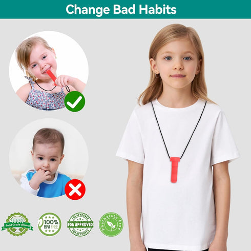 Chew Necklaces for Sensory Kids, 4 Pack Chewy Necklace for Autism, Silicone Teething Necklace for Adults