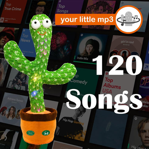 Dancing Talking Cactus Toy, Singing Mimicking Repeating Recording Cactus Toy, Silly Sunny The Cactus with 3xAA Battery