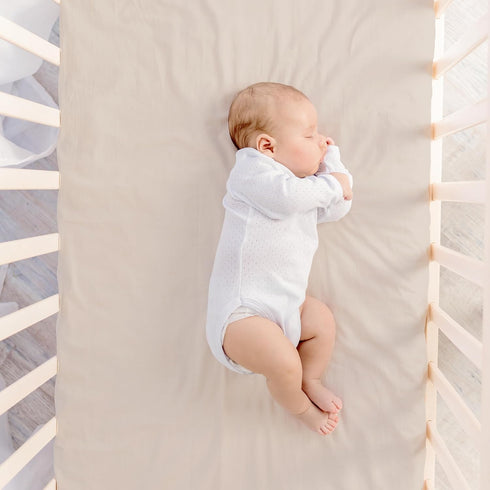 (28"x52", Makemake Organics GOTS Certified Organic Cotton Fitted Crib Sheet Soft Breathable Taupe)