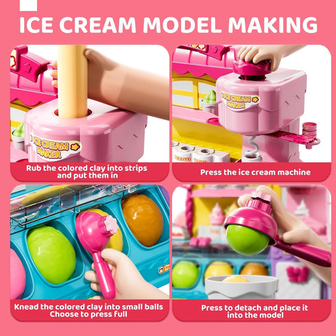 Beby Buty 80 Set 3 4 5 6 3-5 4-8 Ice Cream Toys Air Dry Clay Kit for Kids, PCS Ice Cream Shop Food Toys for Girls Years