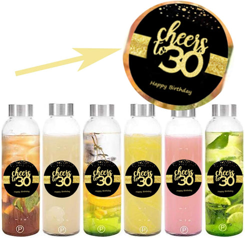 Sumerk 48 PCS Cheers to 30 Stickers - Large 2 INCHES Round Birthday Card Seals for 30th Parties
