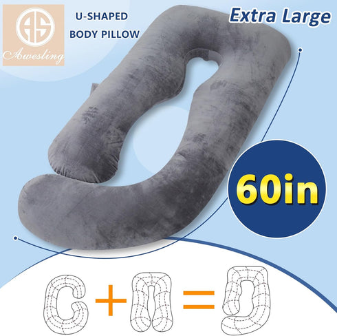 60 inch) Shredded Memory Foam Body Pillow, Pregnancy Pillows for Sleeping, Maternity Pillow for Pregnant Women, Memory