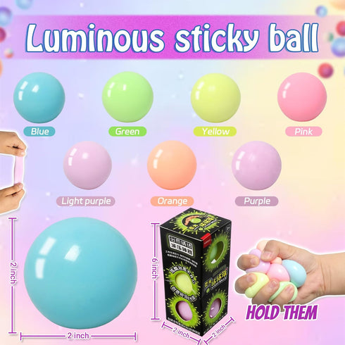 Yidayes 3pcs 2.4in (3pcs-B) Lumi Balls,Dream Balls,Glow in The Dark Sticky Ball that Stick to The Ceiling,Elevated