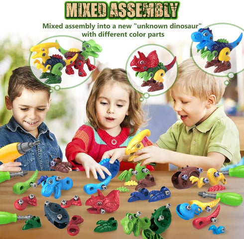 BAODLON Dinosaur Toys for Boys Age 3-7, Take Apart Building Toy with Electric Drill, Educational STEM Gift
