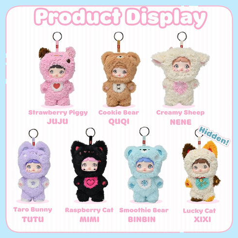 Mckkymi Nommi 1PC, (1 7 Plush Blind Box, Kawaii Cute Series Stuffed Blind Box Doll Kawaii Mystery Plush Toys