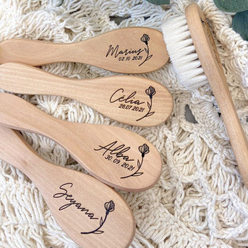 DOYOUWE Personalized Baby Hairbrushes, Baby Hair Brush, Custom Engrave Infant Name, Baby Comb,