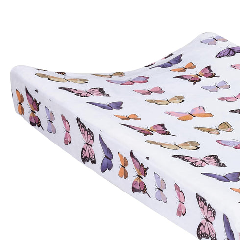 Soft/Cozy Lambs & Ivy Butterfly Dreams Fleece Changing Pad Cover - White