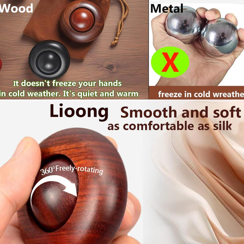 2pcs Silent Fidgets Toys for Adults ,Stress Relief Fidget Roller Wooden Quiet Fidget Toys for Men Women Office Anxiety