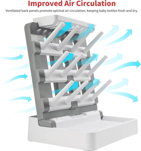 Countertop-Holds 12 Baby Bottle Drying Rack, Vertical Standing Bottle Drying Rack Holder-Space Saving Baby Bottle