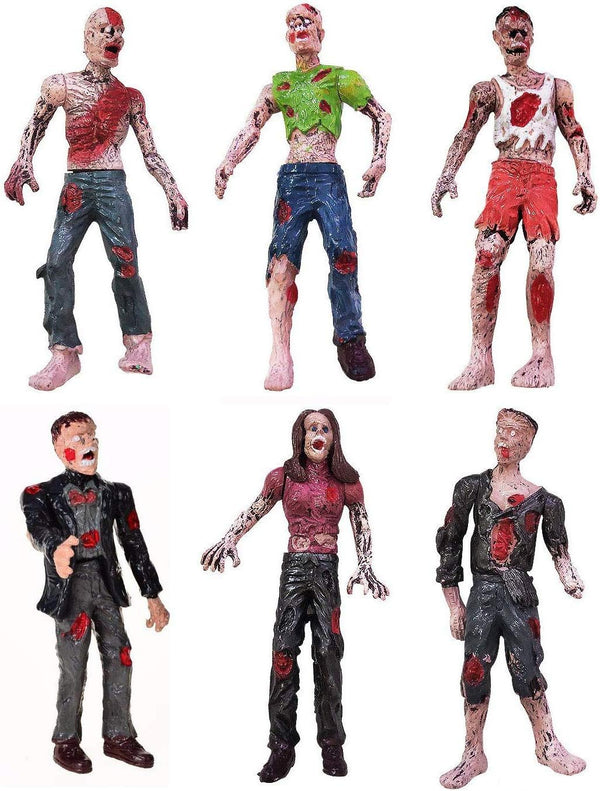 6 Pcs Zombie Dolls Action Figures, Walking Dead Toys for Halloween Party Decorations, Gifts for Kids