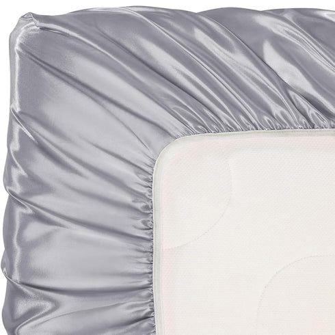 Pro Goleem Satin Soft Crib Sheet for Babies with Sensitive Hair, Gray Unisex Fitted Sheet 52’’x28’’x8’’