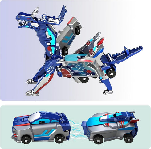 2-in-1 3-12 2 Collision Transforming Dinosaur Car Toy, Magnetic Cars Convert to Dinosaur Robot, Crash-Activated