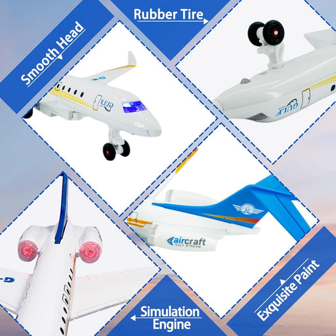 G650 3 OTONOPI Airplane Toy, Die Cast Metal Plane Toy Model Single Airlines, Pull Back Bump and Go Airbus Plane