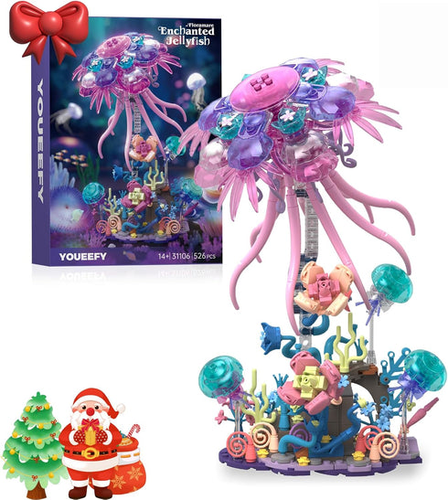 Enchanted Jellyfish Building Kit with Halloween & Christmas Festive Vibes, 526 Pcs