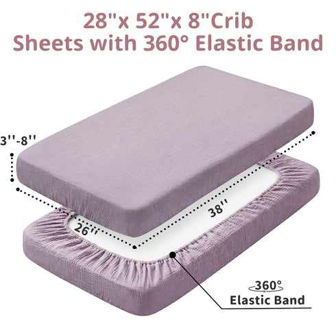 Pack 2 Pack Pro Goleem Muslin n Play Sheets for Girls, Soft Breathable Cotton Fitted Mini Crib Sheets, Baby Sheets