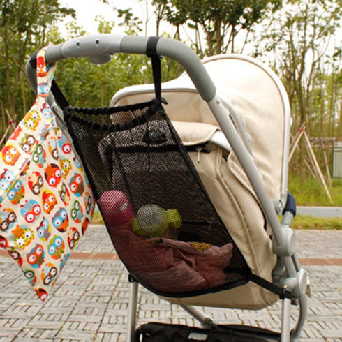 Universal Baby Stroller Hanging Mesh Pocket with Detachable Straps, Infant Prams Storage Organizer Bag for Baby