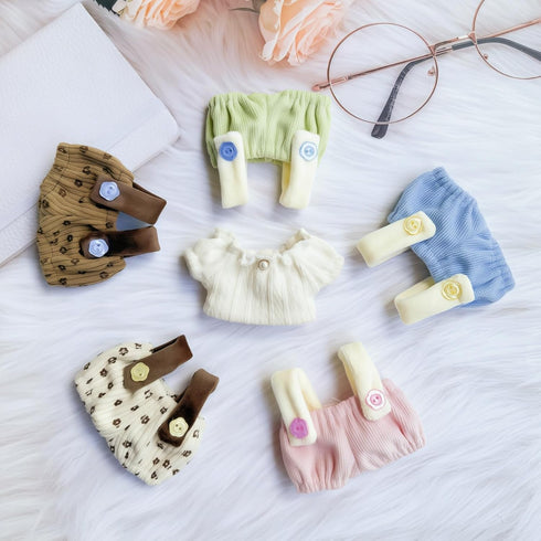 17cm Set 2 17cm Set Clothes for Lu bubu Dolls Accessories(No Doll), Cute Outfit Pieces Bib Pants for Doll Suit, Stylish