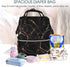 FHEDVBN Backpack Mummy Backpacks Daypack Black Gold Marble Diaper Bag for Women Multifunction Waterproof for Mom Dad