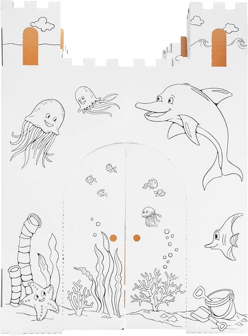 Easy Playhouse Sand Castle, Kids Art & Craft for Indoor & Outdoor Fun, Decorate & Personalize Cardboard