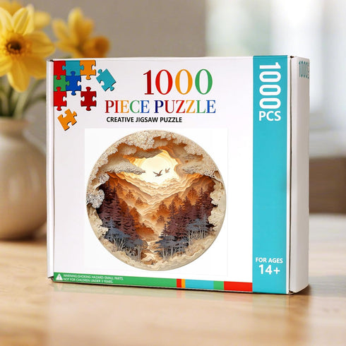 1000 3D Piece Puzzle for Adults - Cave Forest Jigsaw Puzzles Paper-Cutting Art - Brain Teaser Adult Puzzles -Impossible