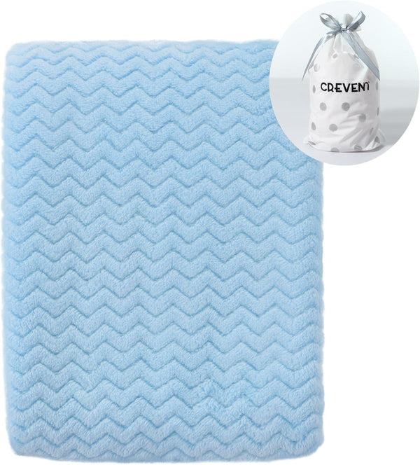 CREVENT 30''X40'' Soft Cozy Warm Baby Blankets - Solid Color for Boys and Girls, Newborn Essentials, Wave Blue