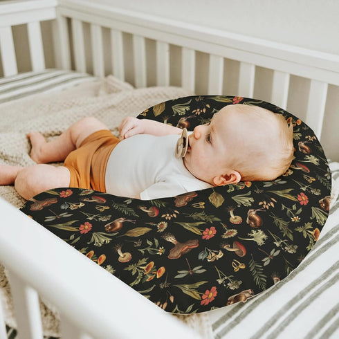Vintage Mushroom Life Baby Nursing Pillow Covers for Boy Girl Retro Mushroom Leaves Floral Nursery Pillowcase