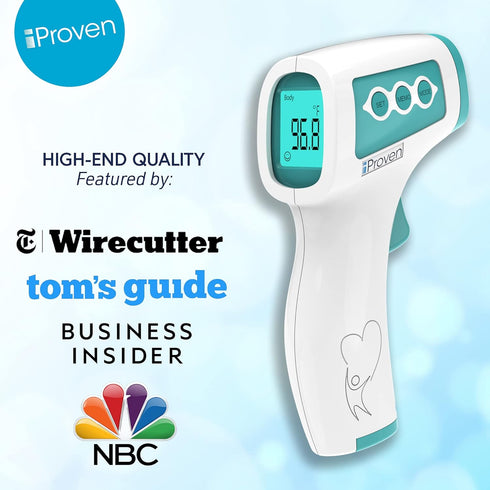 Infrared Forehead Thermometer for Adults and Infants, Touchless iProven Thermometer with Fever Alarm