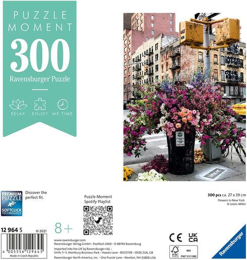 Ravensburger Puzzle Moment: Flowers in New York | 300-Piece Jigsaw Puzzle for Adults | Unique, Softclick Technology | Vibrant, Glare-Free | Perfect as a Gift or Some 'Me' Time Activity