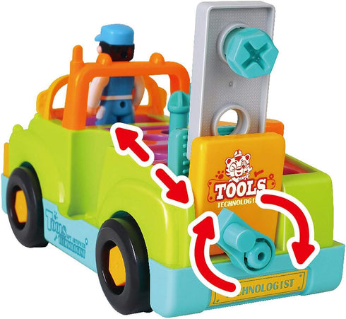 Toddler Tool Set Toy Trucks, Kids Mechanic Workbench with Electric Drill for 2 Year Old Boys
