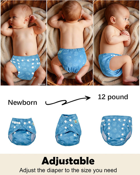 12pounds 6pcs 12 6SVB132 ALVABABY Baby Pocket Newborn for Less Than Baby Snaps Cloth Diapers Nappy with Inserts