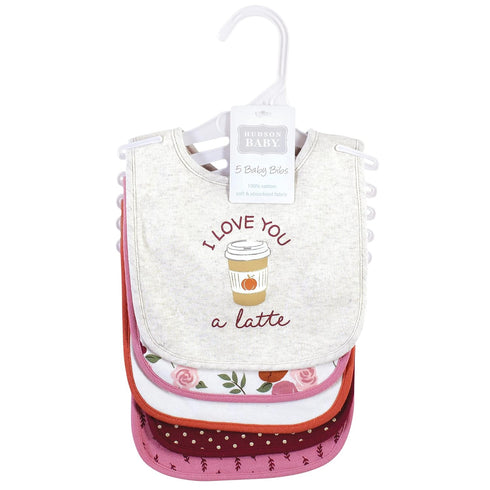 Hudson Baby Unisex Cotton Bibs in Pumpkin Spice - One Size Fits All