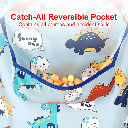 Accmor 4-Pack Waterproof Long Sleeve Bibs for Toddlers - Ideal for Mess-Free Feeding