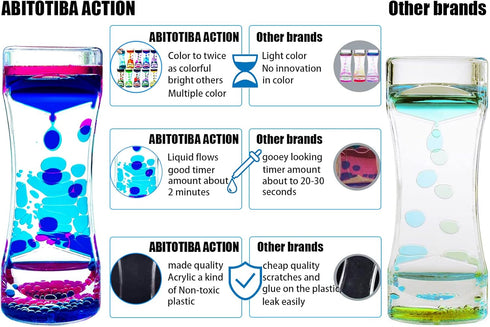 ABITOTIBA Pack 6 Liquid Motion Bubbler for Kids and Adults of Great Rainbow Series Liquid Bubbler Timer Sensory Fidget