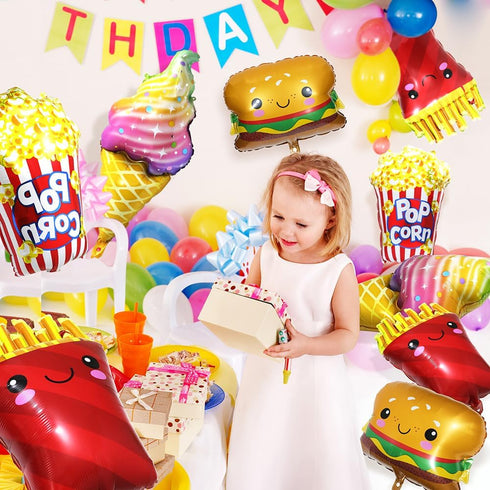 6 Pack Rainbow Ice Cream Cone Balloon Candies Sweetmeat Food Party Supplies For Birthday Wedding Baby Shower, Big Ice