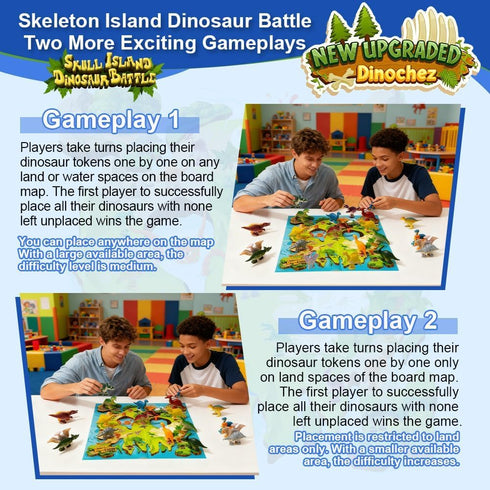 20Pcs Dinochez Dinosaur Chess Game, Dinosaur Stones & Portable Storage Bag, Strategy Board Games for Family Games