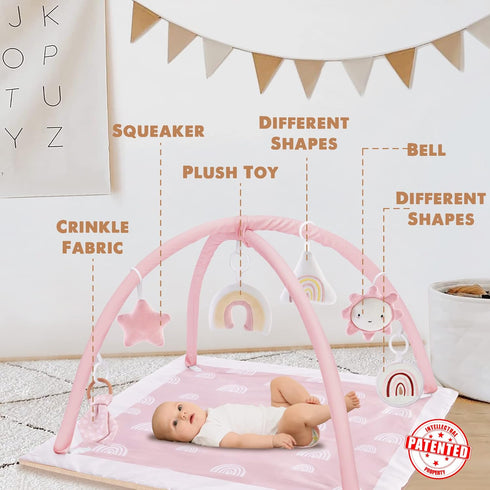 Tummy 6 Washable Time Mat, Baby Play Gym with Featured Toys, Baby Gym for Infant & Toddler, Larger Baby Play Mat