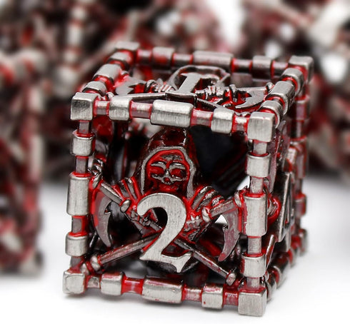 Hollow Grim Reaper Metal DND Dice Set,7-Piece Polyhedral RPG Dice, 3D Hollow