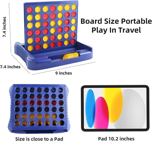 4 in a Row Connect Game - Travel Board Games for Kids Adults, 9 x 7.4 inches (Blue)