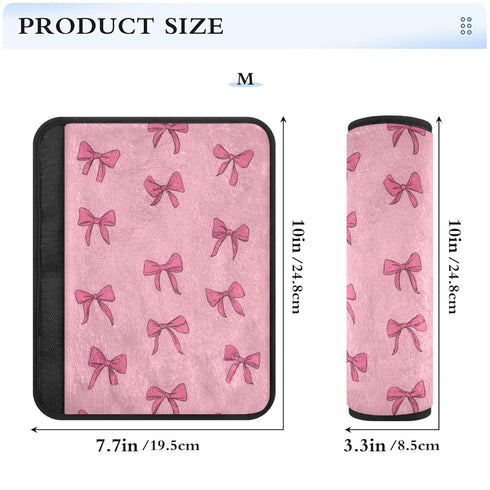 Vdsrup 2 Pack Seat Belt Covers Pink Bow Ribbon Car Seat Strap Covers Super Soft Cute Coquette Car Seat Neck Cover