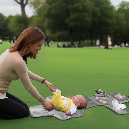 Cateep Portable Baby Diaper Changing Pad with Wipe Dispenser and Waste Bag Dispenser Detachable Diaper Changing Travel