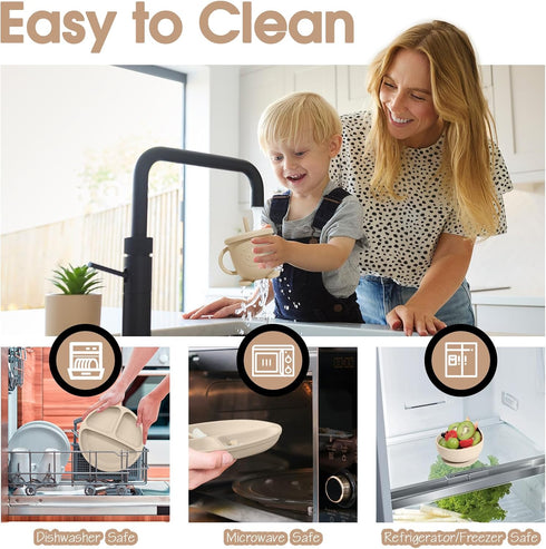 8 Set, 6+ Baby Led Weaning Supplies, Piece BPA-Free Silicone Feeding Silicone Suction Bowl, Forks & Spoons, Bib & Cup