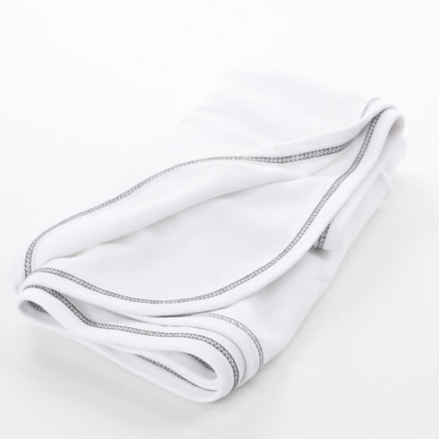 Organic Cotton Grey Baby Swaddle Blanket with White Stitching
