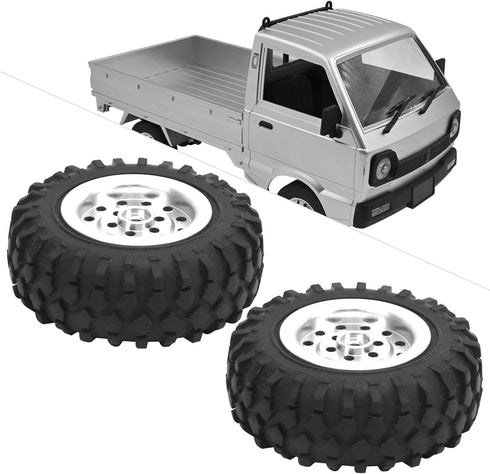 55mm/2.2in 1/10 Scale Rubber Tires & Wheel Rims AntiSkid for D12 Model Parts (Silver S)