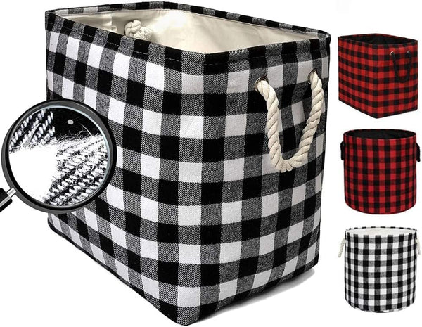 Large Rectangular Decorative Storage Bins - Foldable Laundry Hamper Baskets with Rope Handles for Blankets, Toys